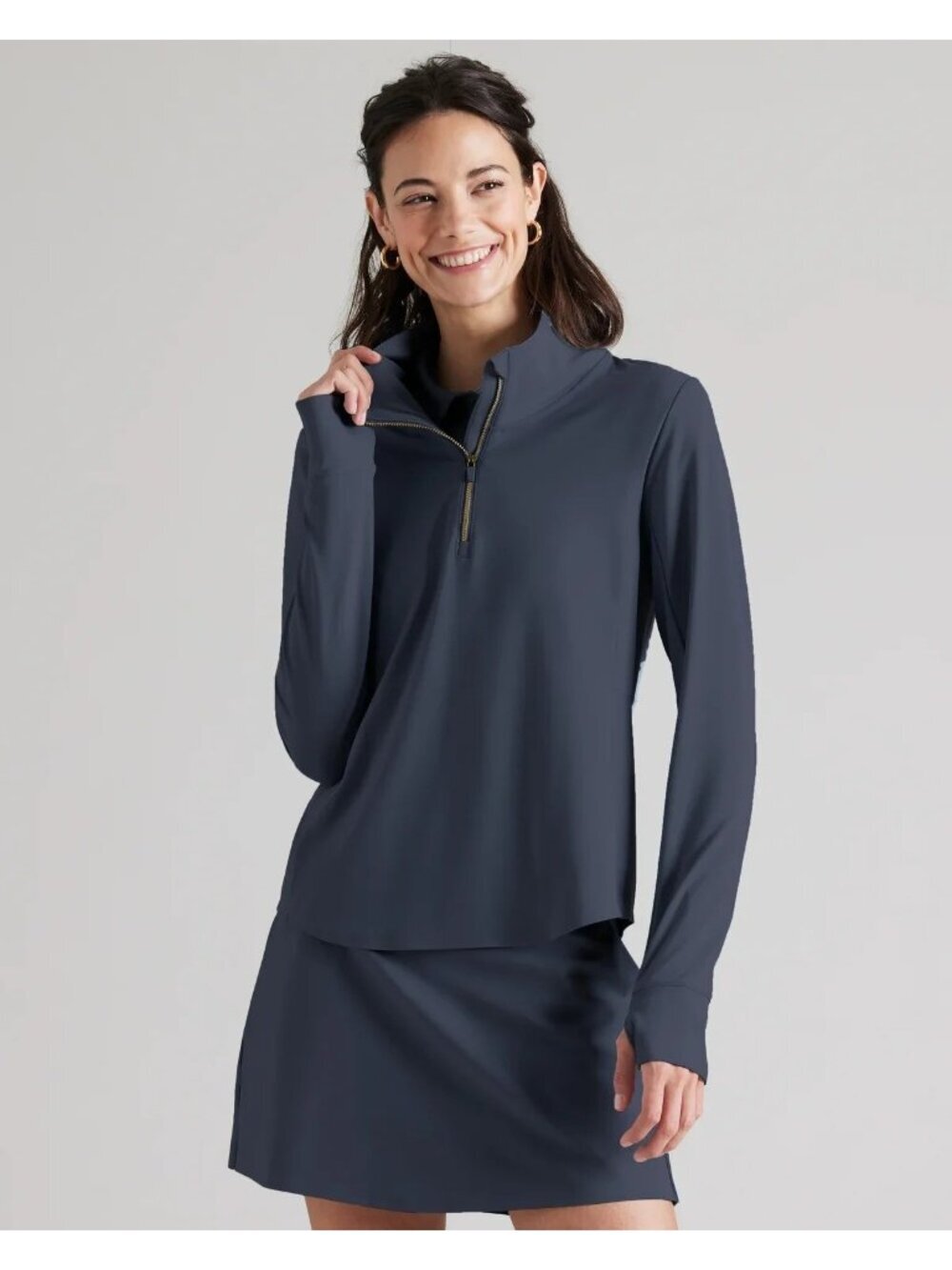 NWT Rhone Women's XS Navy Blue 1/4 Zip Pullover Nylon Blend Lightweight B0783